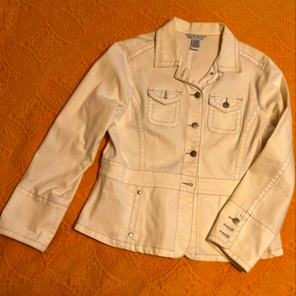 CAbi Tailored Military Safari Jean Jacket
